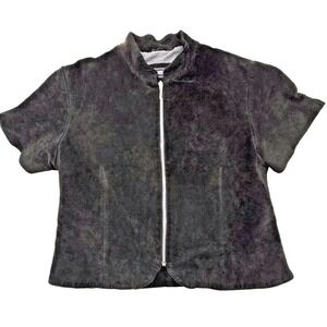 70s VTG Saguaro West Jacket Womens Sz 1 Suede Leather Short Sleeve Zip Western